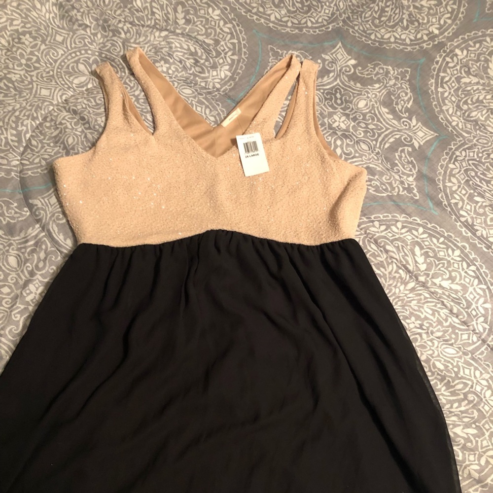 Blush/beige and black dress